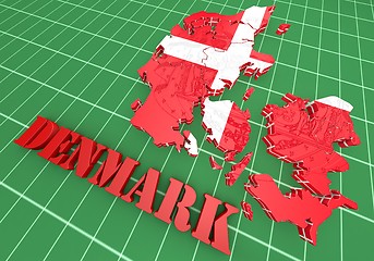 Image showing map illustration of Denmark with flag