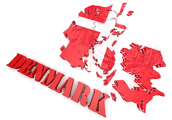 Image showing map illustration of Denmark with flag