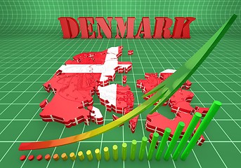 Image showing map illustration of Denmark with flag