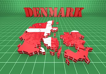 Image showing map illustration of Denmark with flag