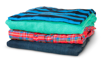 Image showing Stack Of Four Types Of Clothes Rotated
