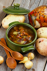 Image showing Soup with Chanterelle Mushrooms