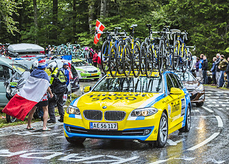 Image showing The Team Car of Thinkoff Saxo During le Tour de France