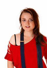 Image showing Young girl with suspender.