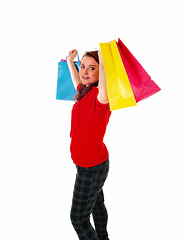 Image showing Happy girl with shopping bag's.