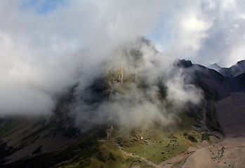 Image showing Autumn mountains in a cloud