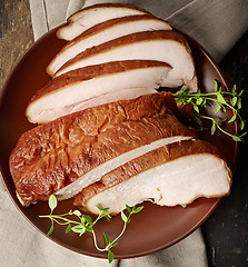 Image showing sliced smoked chicken meat