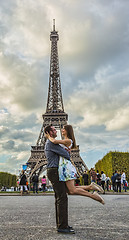 Image showing Happy Young Couple in Front of the Eiffel Tower