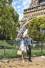 Image showing Young Couple Near the Eiffel Tower