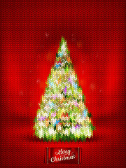 Image showing Christmas label on a knitted background. EPS 10