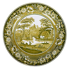 Image showing Very old dutch plate isolated