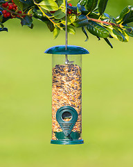 Image showing Bird feeder full of seeds