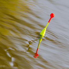 Image showing Fishing float floating