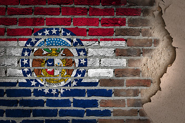 Image showing Dark brick wall with plaster - Missouri