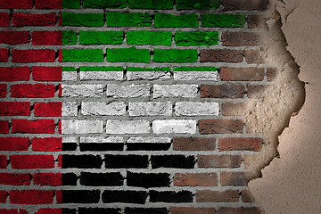 Image showing Dark brick wall with plaster - United Arab Emirates