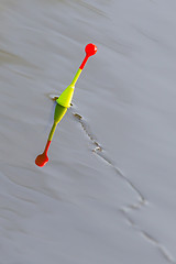 Image showing Fishing float floating