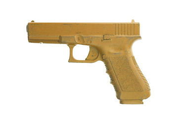 Image showing Dirty orange training gun isolated on white