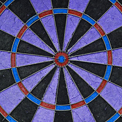 Image showing Close-up of a very old unique dartboard