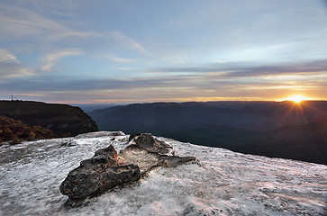 Image showing Sunset Wentworth Falls Blue Mountains Australia