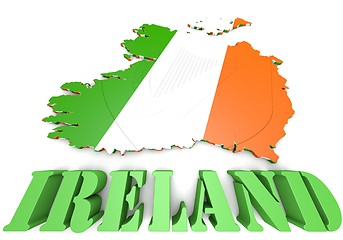 Image showing map illustration of Ireland with flag