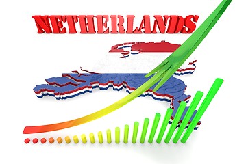 Image showing Map illustration of Netherlands with flag