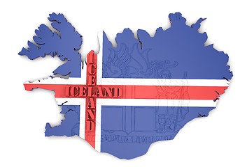 Image showing map illustration of Iceland with flag