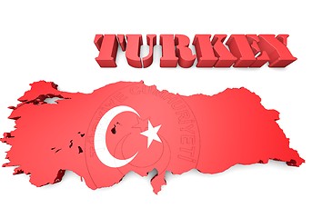 Image showing map illustration of Turkey with flag