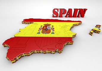 Image showing Map of SPAIN with flag