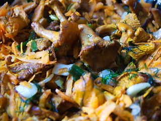 Image showing fried mushrooms with vegetables