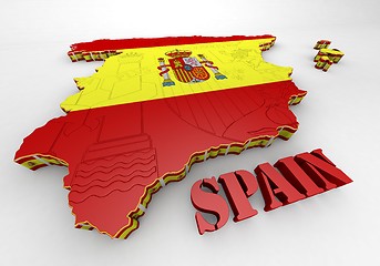 Image showing Map of SPAIN with flag