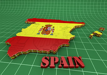 Image showing Map of SPAIN with flag