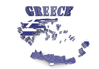 Image showing map illustration of Greece with flag