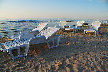 Image showing chaise longue on the beach