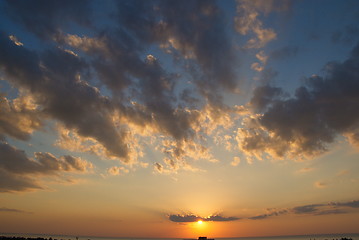 Image showing Sunset over sea