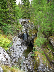 Image showing River deep in mountain forest.