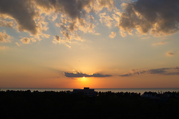 Image showing Sunset over sea