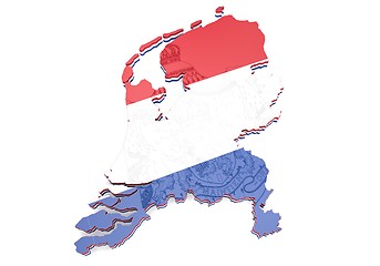 Image showing Map illustration of Netherlands with flag