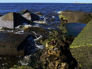 Image showing Clear sea water and the big stones