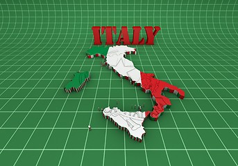 Image showing Map of Italy with flag