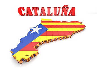 Image showing map illustration of Catalonia with flag