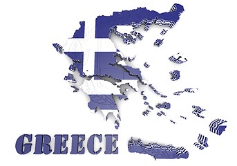 Image showing map illustration of Greece with flag