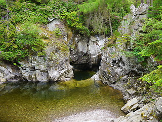 Image showing River deep in mountain forest.