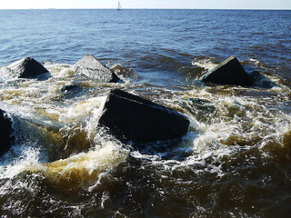 Image showing Clear sea water and the big stones