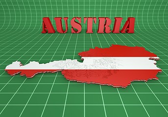 Image showing map illustration of Austria with flag