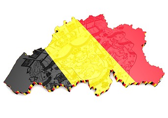 Image showing map illustration of Belgium with flag