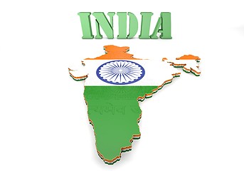 Image showing Map illustration of India with flag