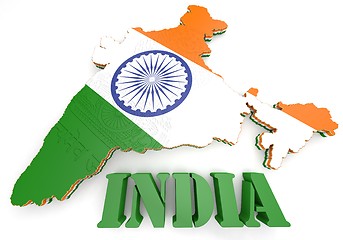 Image showing Map illustration of India with flag