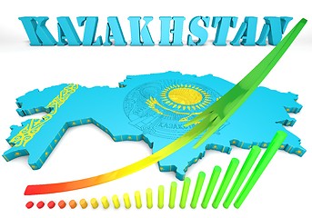 Image showing map illustration of Kazakhstan with flag