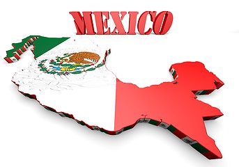 Image showing map illustration of Mexico with flag