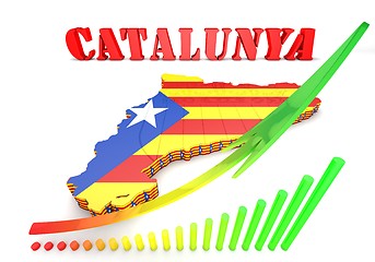 Image showing map illustration of Catalonia with flag